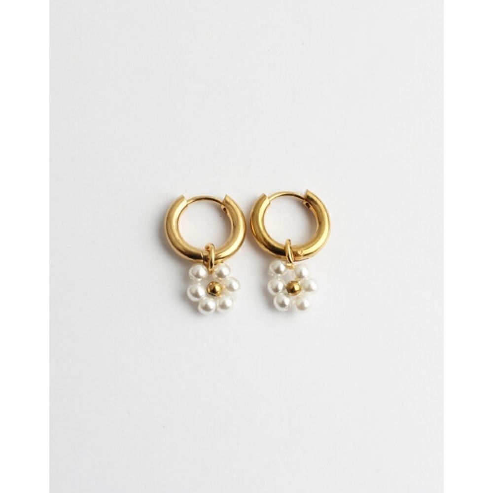flower hoop earrings #1395
